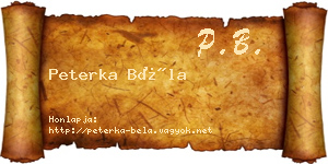 Peterka Béla névjegykártya